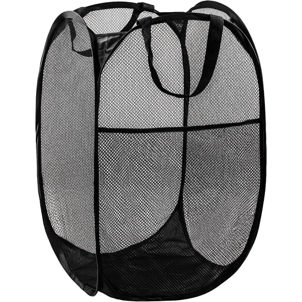 DUCOO Pop Up Mesh 70L Collapsible Laundry Hamper Basket Side Pocket Handles